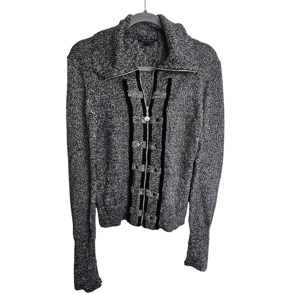 White House Black Market Womens Wool Sweater Jacket Sz M Dark Academia Full Zip